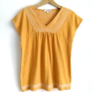 Sonoma Embroidered Short Sleeve Top in Mustard